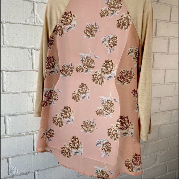 C Cream Pink 3/4 Sleeve Embellished Top - Picture 4 of 6